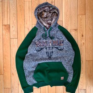 Realtree Camo Hoodie Men's XL Sweater Pullover Kangaroo Pocket Gray Green Lined